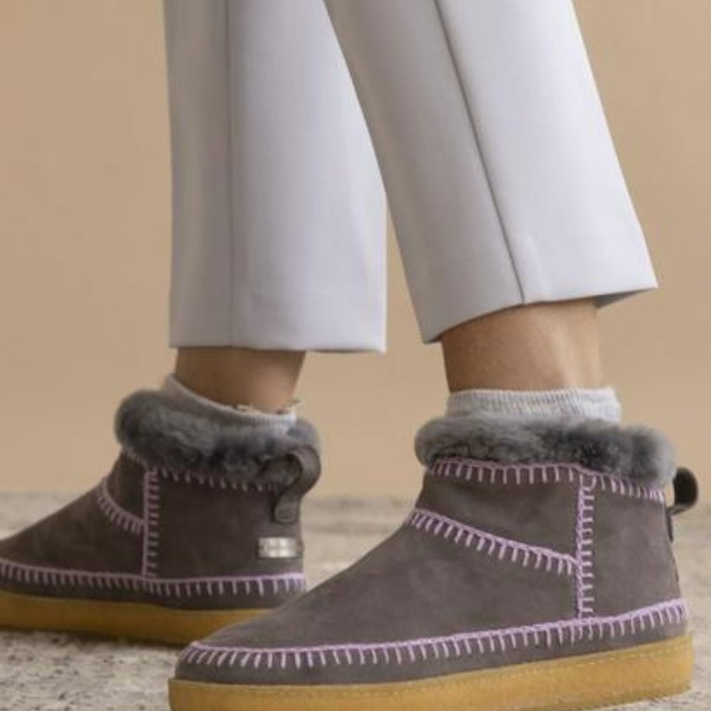 Laidback London Grey Suede Lilac Boots